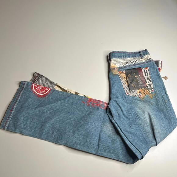 Johnny Girl Collection Jeans Sz 7 Women’s Rare Y2K Streetwear 14K Gold Plated